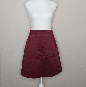 Chic Quilted Maroon A-Line Skirt